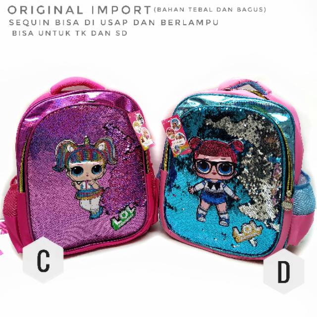 TAS ANAK CEWE LOL LAMPU USAP IMPORT / TAS SEQUIN LAMPU LOL