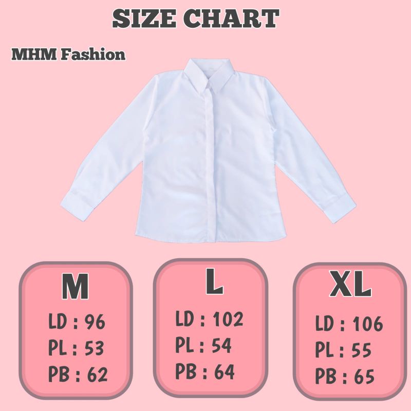 Kemeja Wanita Putih Hitam Marun Navy Army Abu LD 96 LD 100 LD 106 Polos Basic Lengan Panjang Atasan Blouse Casual Kantor Formal shirt Korea Toyobo Murah Adem serap Keringat-1