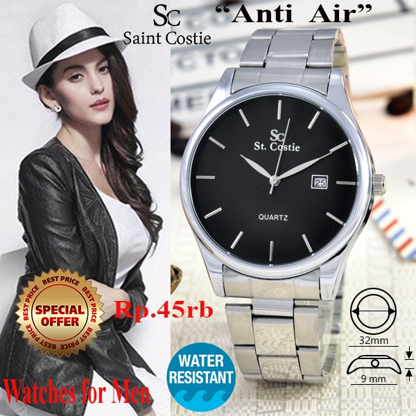 Jam Tangan Rantai Wanita Anti Air Tanggal - AF-AB28060B/SC28065A-L-TGL-Stainless Stell Band-3