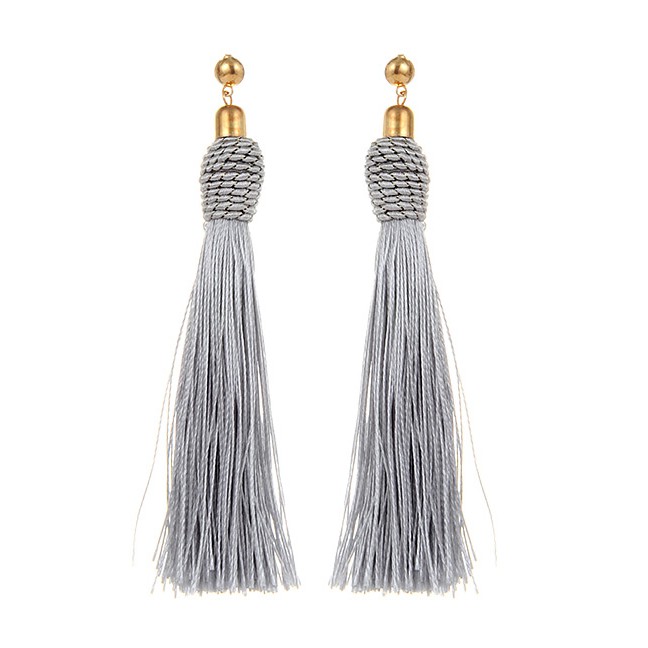 LRC Anting Tusuk Bohemia Pure Color Decorated Tassel E0927X