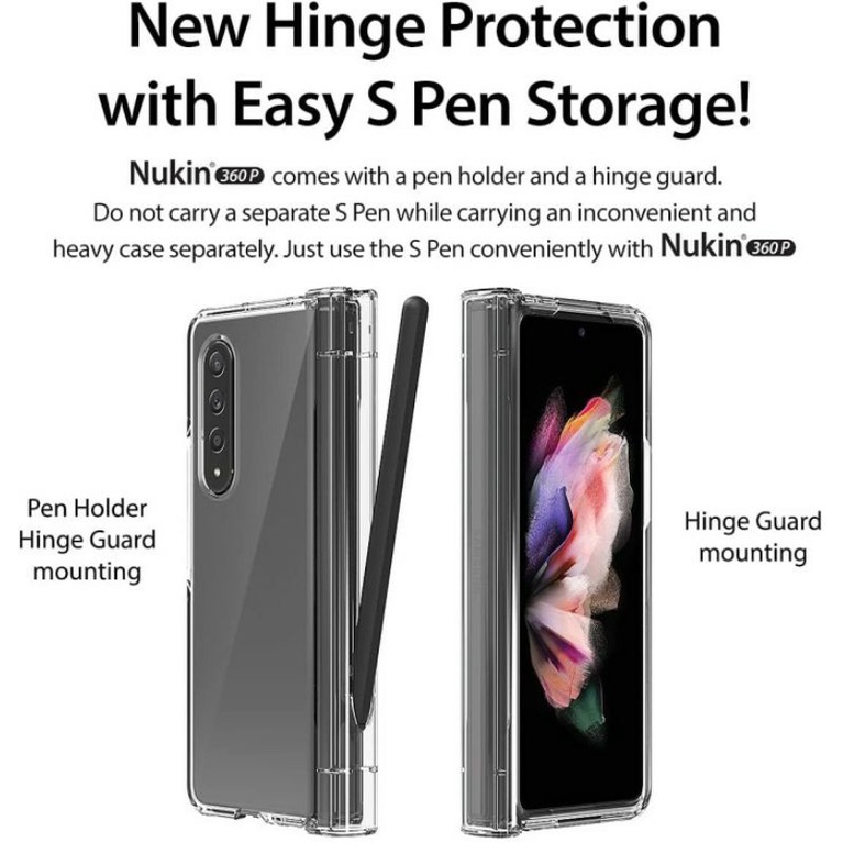 Case Samsung Z FOLD 3 Casing Premium ARAREE NUKIN 360 Full Protection Transparent - Asli Ori