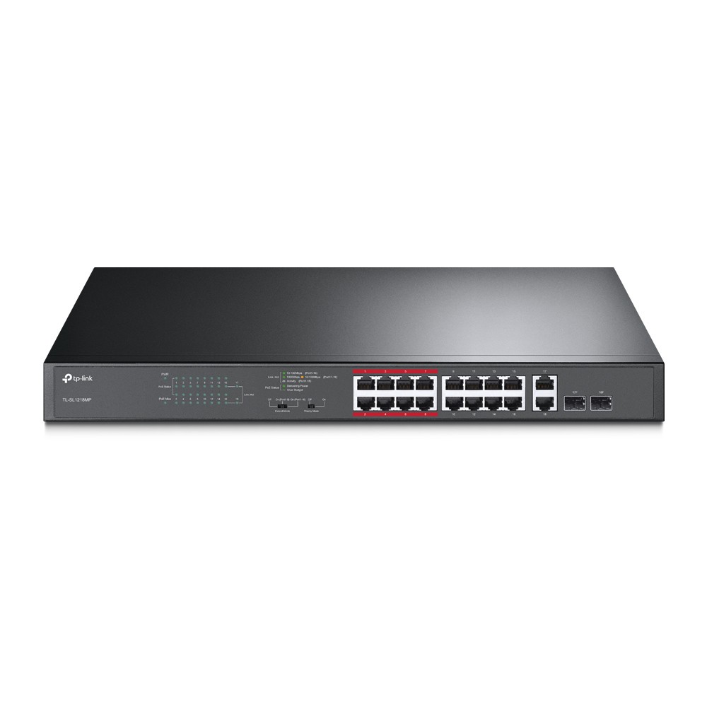 TP-Link Switch TL-SL1218MP 16Port 10-100Mbps Plus 2port Gb PoE+ Switch