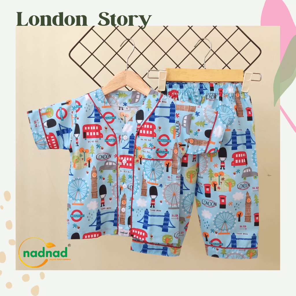 Piyama Piama Baju Tidur Bayi Pajamas Anak Balita Perempuan Laki laki Karakter One Set by Nadnad