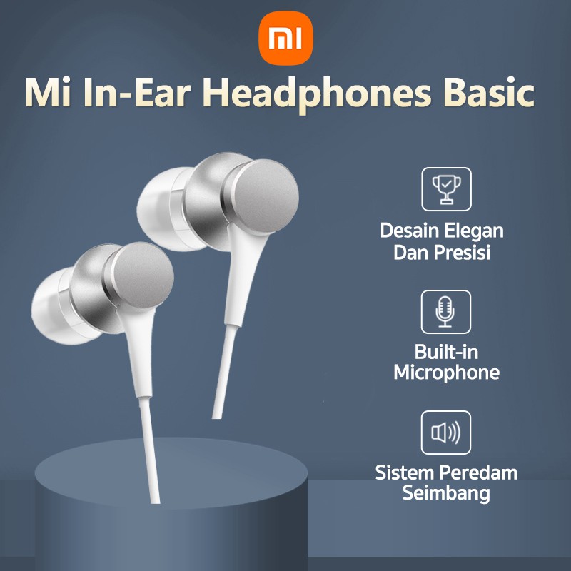 Xiaomi Mi In-Ear Headphones Basic    dengan Mic Gen 3 - Matte
