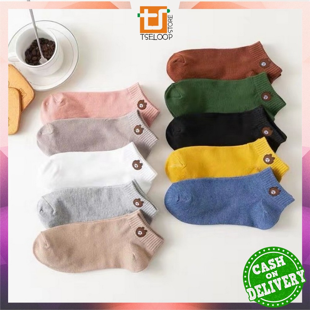 OFM-P32-33 Kaos Kaki Dewasa Pendek Kaus Kaki Wanita Pria Motif Brown / Kaos Kaki Ankle Korea Daisy-3