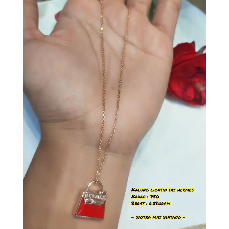 kalung liontin tas hermes