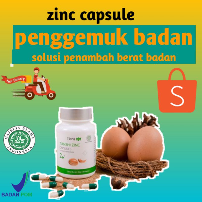 [BISA COD] PENGGEMUK BADAN | ZINC CAPSULES TIENS | OBAT PENGGEMUK BADAN