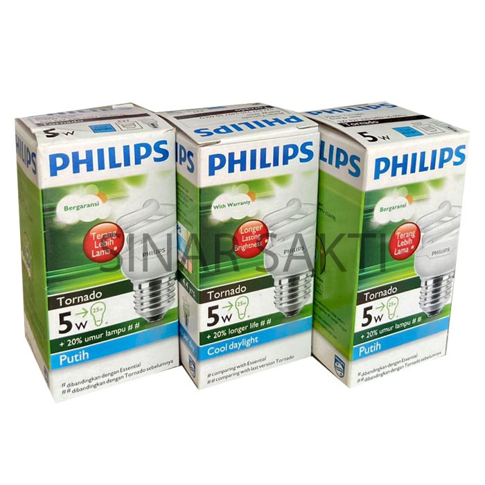 PHILIPS (BUNDLING 3 PCS) LAMPU TORNADO 5 WATT WW - CDL