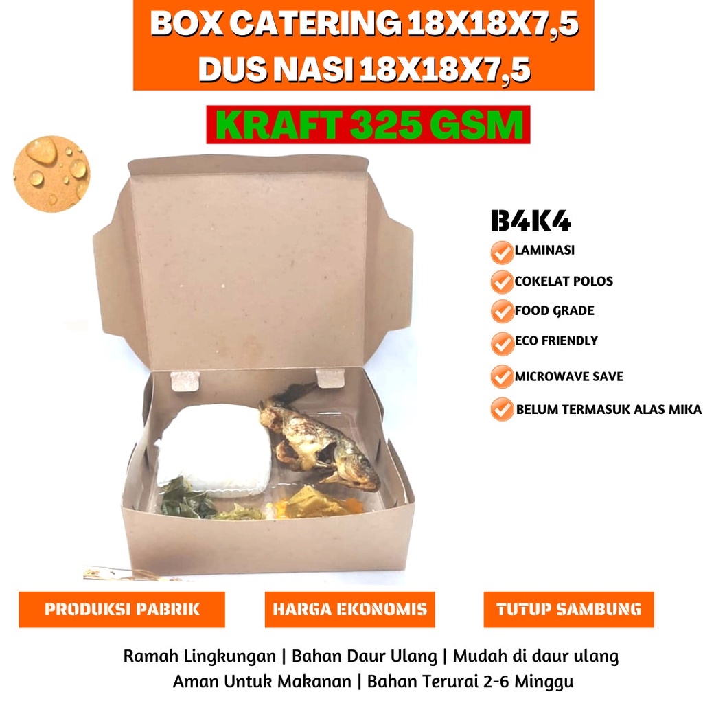 Box Nasi Kotak Box Catering Dus 18x18 Laminasi (B4K4-18X18X7.5 Cm)