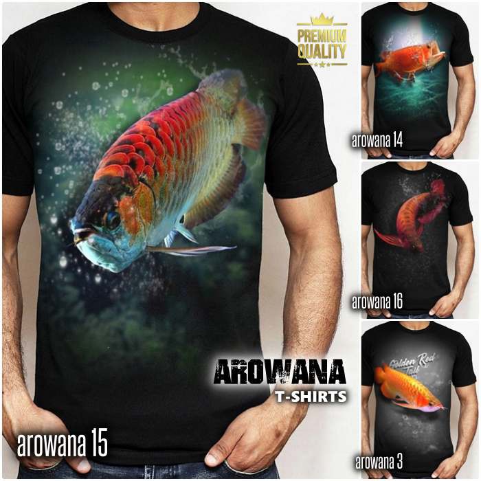 KAOS ARWANA GOLDEN RED TAIL Baju Kaos Gambar IKAN AROWANA Golden Red PREMIUM Distro Arwana Indonesia