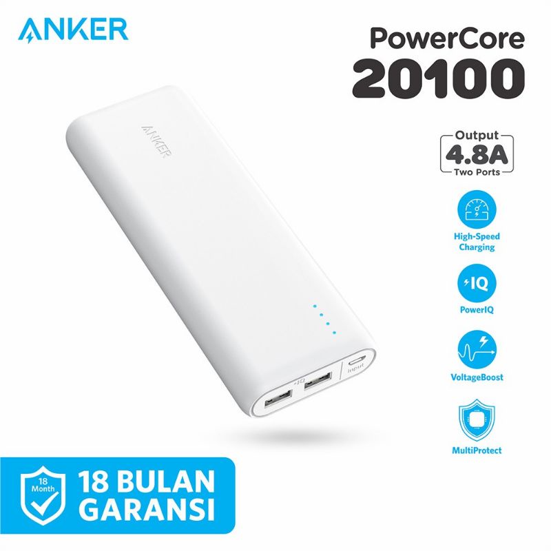 ANKER Powerbank PowerCore 20100 mAh A1271 Original Resmi