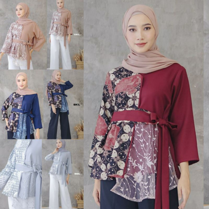 Blus Batik Modern Blus Batik Kantor Atasan Batik Wanita Kombinasi M L XL XXL Ayunda Tiara Series