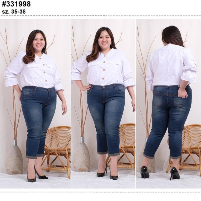 (35-38) CELANA JEANS WANITA SOFTJEANS 7/9 LASER / CELANA JEANS WANITA CEWEK JUMBO BIGSIZE