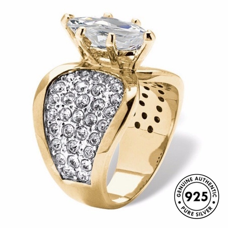 Cincin Berlian Bahan S925 Silver Plated