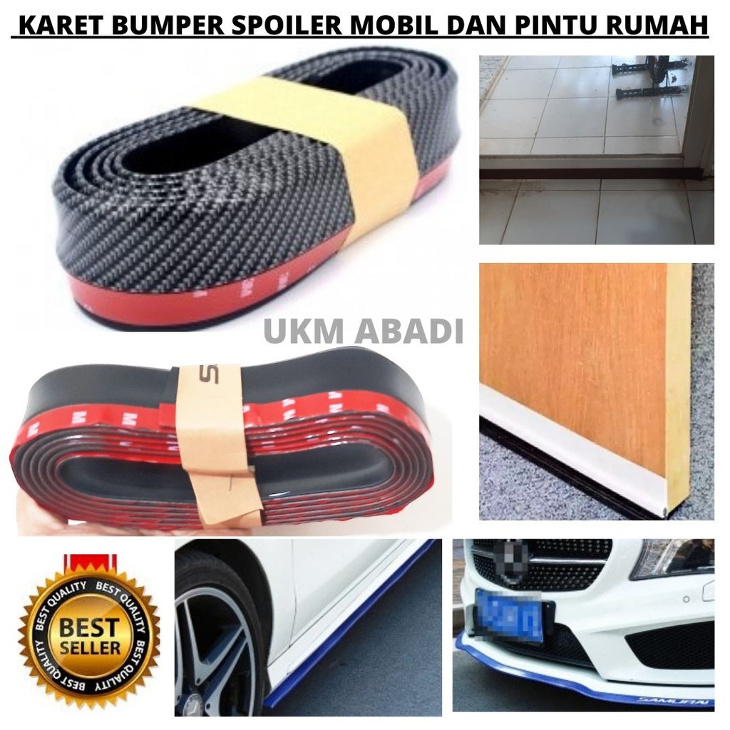 Karet Multiguna Stiker Spoiler Strip Bumper Mobil Pintu Rumah Carbon Fiber Anti Collision 111162