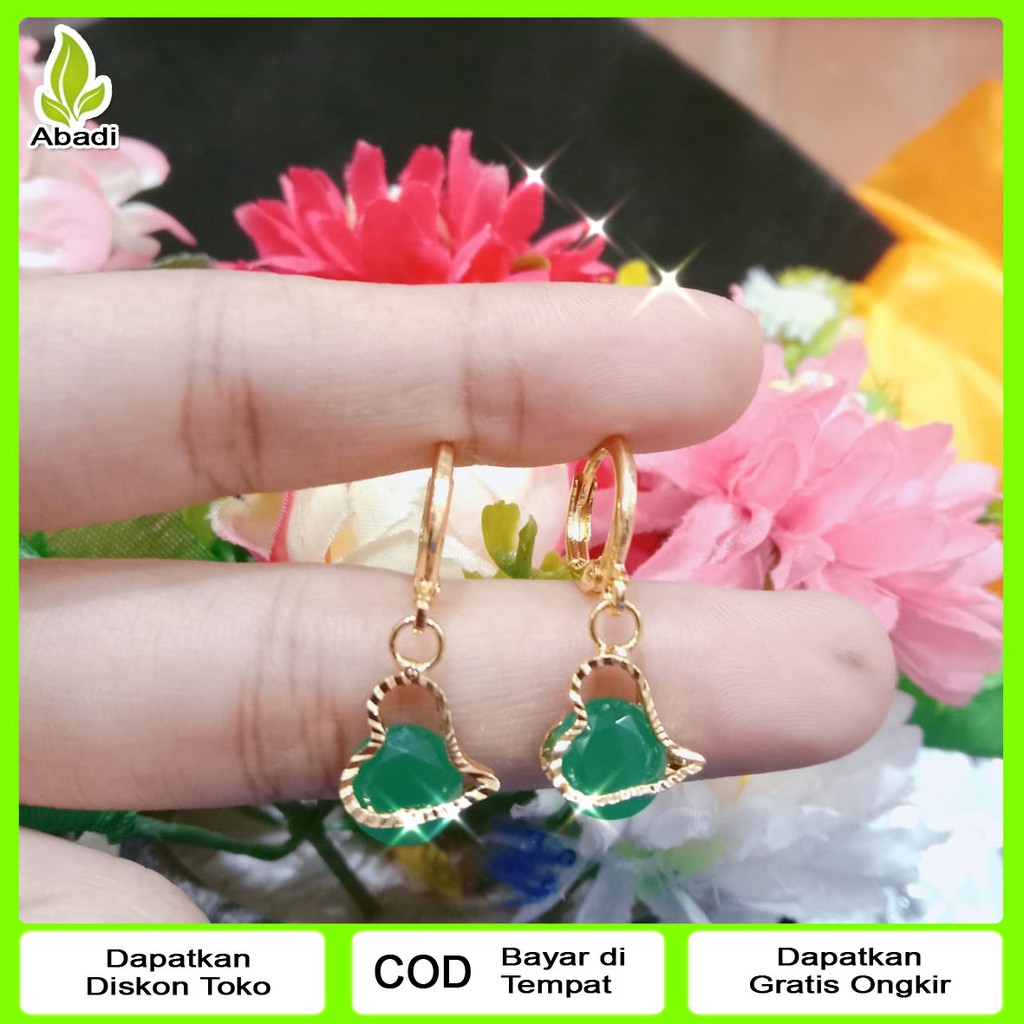 Anting Batu Giok Murah Perhiasan emas muda kadar 24k free surat bisa cod