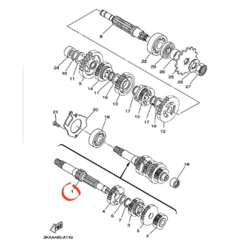 LAWAN AS GEAR GIR DEPAN RX KING RXK RX K ASLI ORI YAMAHA 3KA E7411 00