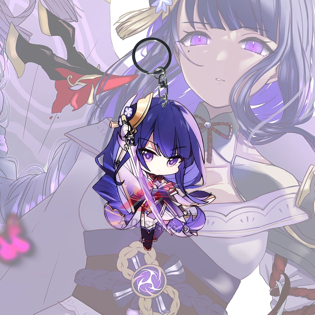 Gantungan Kunci Genshin Impact Raiden Shogun - Key Chain - Souvenir - Ganci Anime - Game - Keychain 