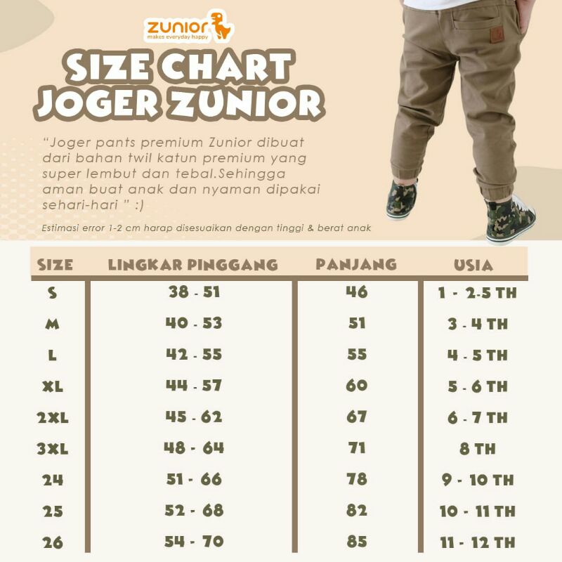 Celana Jogger Anak Premium 1-9 Tahun Zunior