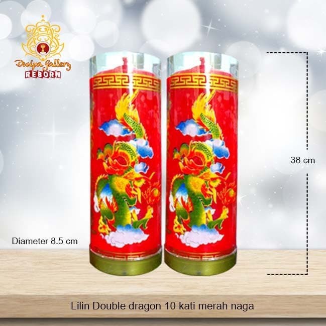 Lilin/Candle Puja Sembahyang Double Dragon 10 Kati Kuning Naga