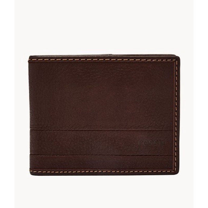 fossil lufkin bifold dark brown dompet pria fosil coklat tua original