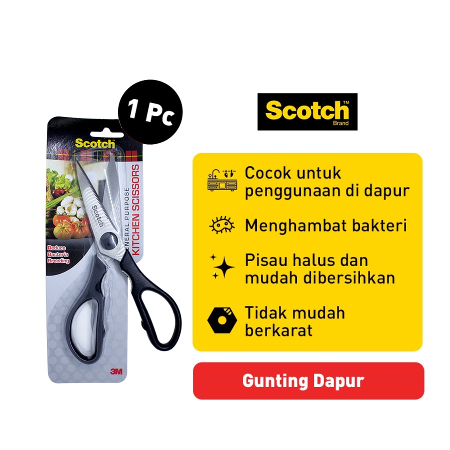 Scotch 3M Gunting Dapur General Tahan Karat Kitchen Scissors KS-GP