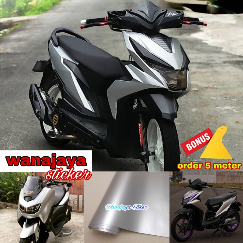 sticker skotlet motor warna silver / skotlet motor silver doff / sticker motor silver glossy