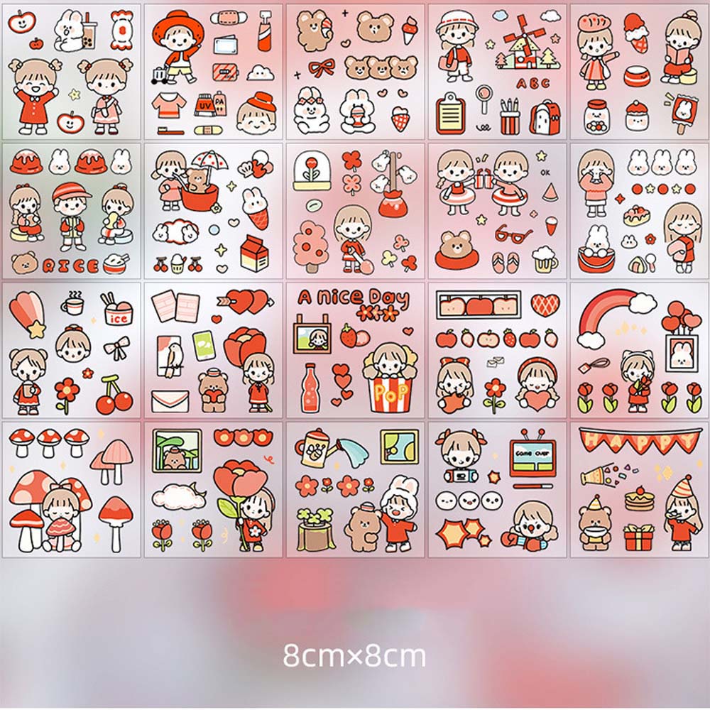 Lanfy 100pcs / Set Stiker Motif Kartun Kelinci Anti Air Untuk Dekorasi Scrapbook / Agenda