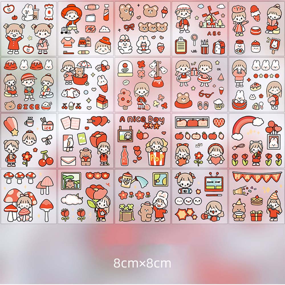 Lanfy 100pcs / Set Stiker Motif Kartun Kelinci Anti Air Untuk Dekorasi Scrapbook / Agenda