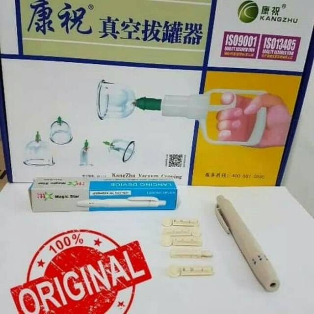 Paket Hemat ... Kop Bekam 12 Kangzhu Bonus Pena Bekam Magicstar & jarum Bekam