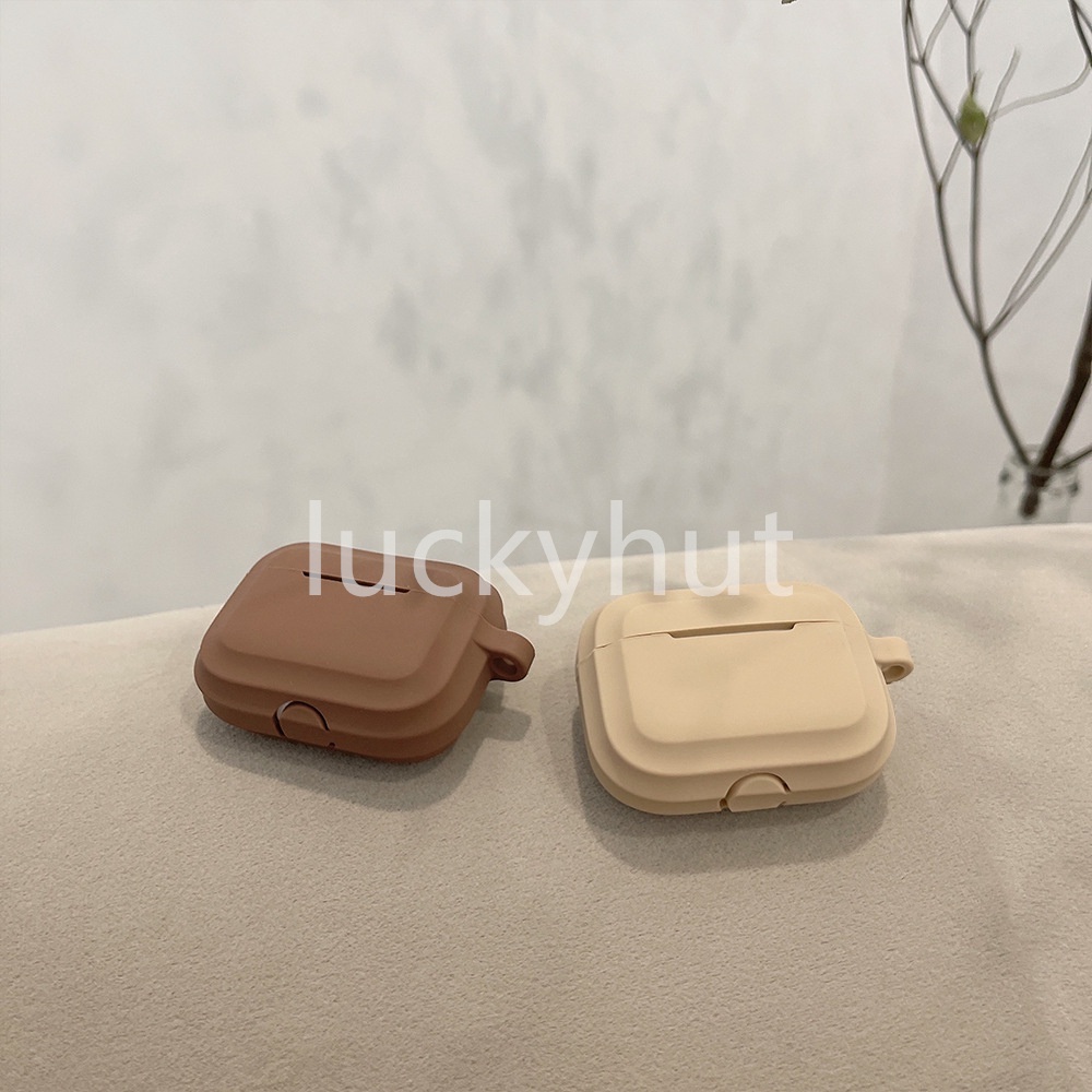 Airpods Pro Case Headphone Skin Feel Silikon Lembut Simply Brown Apple Gen2 Earphone Inpods i12 Cover1/2/3 Inpod Airpod Cases