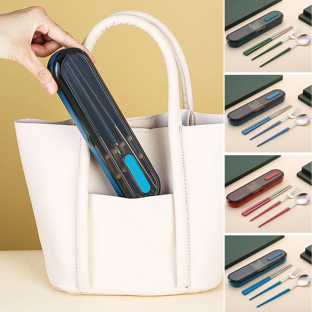 Preva 3PCS/Set Sendok Garpu Sumpit Set Aksesoris Dapur Reusable Alat Makan Camping Cutlery Set