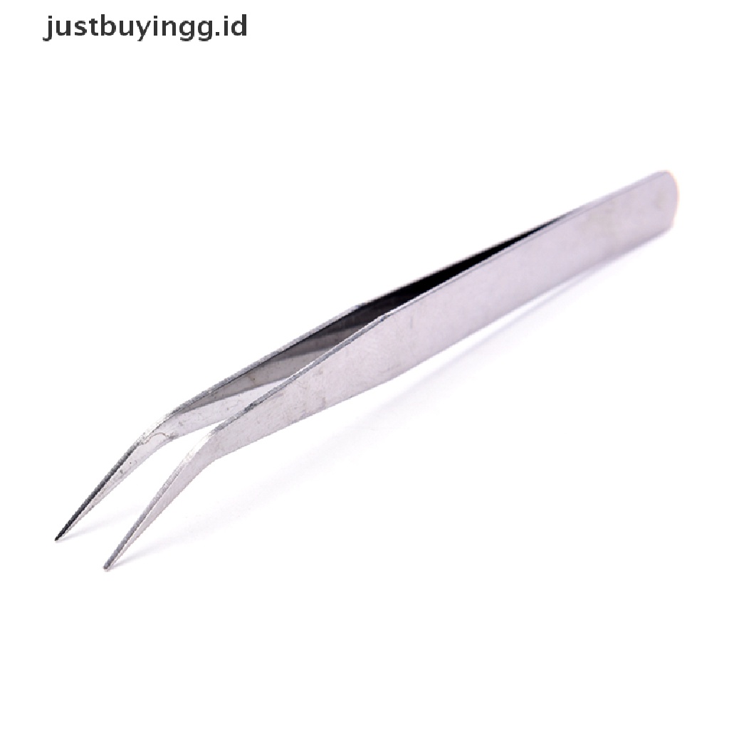 2 Pcs Pinset Lurus Siku Bahan Stainless Steel Untuk Alat Makeup