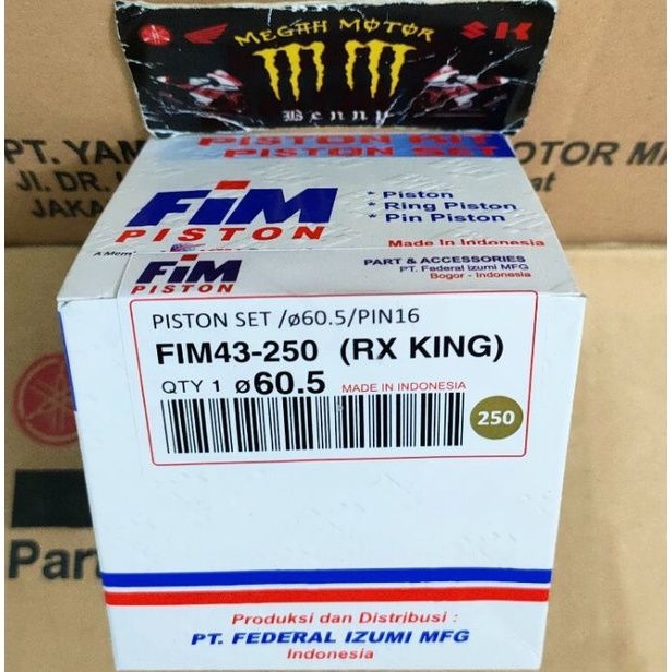 Piston Seher Kit Set FIM43 Oversize OS 250 (60.5) RX-King Cobra - New