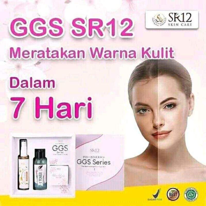 SR12 GGS series Herbal Skincare BPOM ori/glow glass skin SR12/paket ggs series SR12/red gel wajah gl