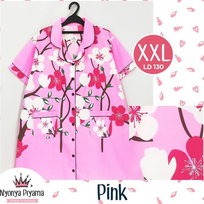 Daster XXL Super Jumbo LD 130 Dewasa Baju Tidur Katun 12 - Cherry Pink