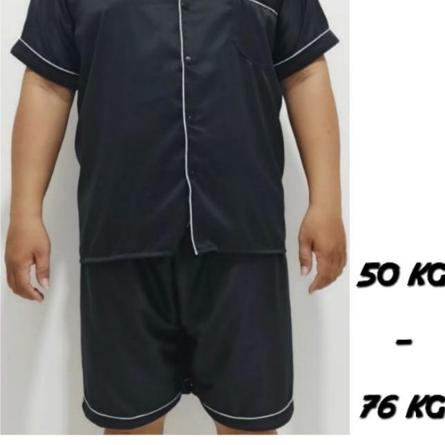 ➺ baju tidur satin pria celana pendek set piyama cowok lengan setelan LD 110 120 Jumbo lakiLaki dewa