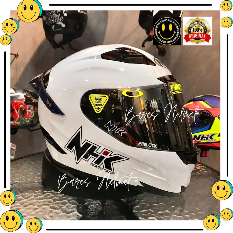 Helm motor full face original nhk rx9 white paket ganteng sni double visor