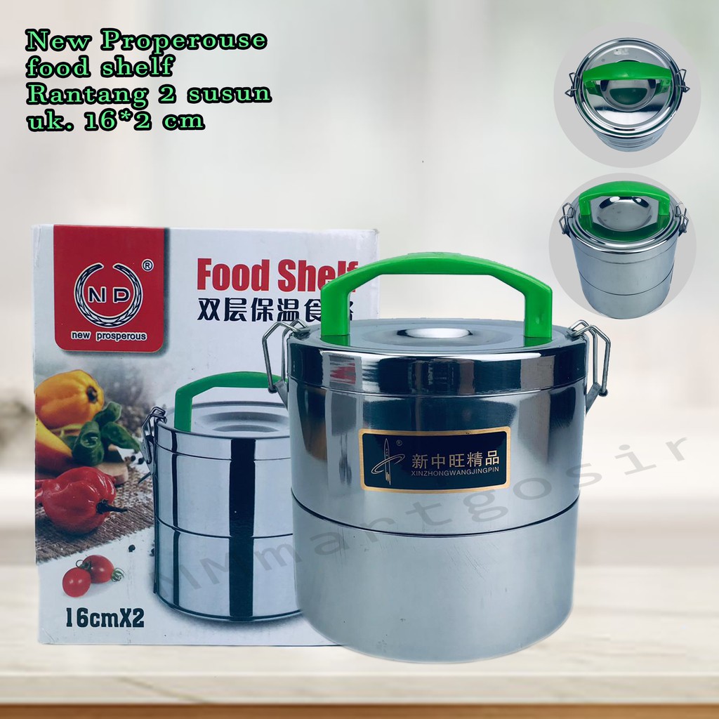 New properous / food shelf / Rantang 2 susun / Rantang stainless / 16*2cm