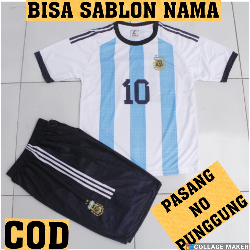 SETELAN BAJU BOLA ANAK NEGARA ARGENTINA USIA 9-14 THN PIALA DUNIA 2022/2023