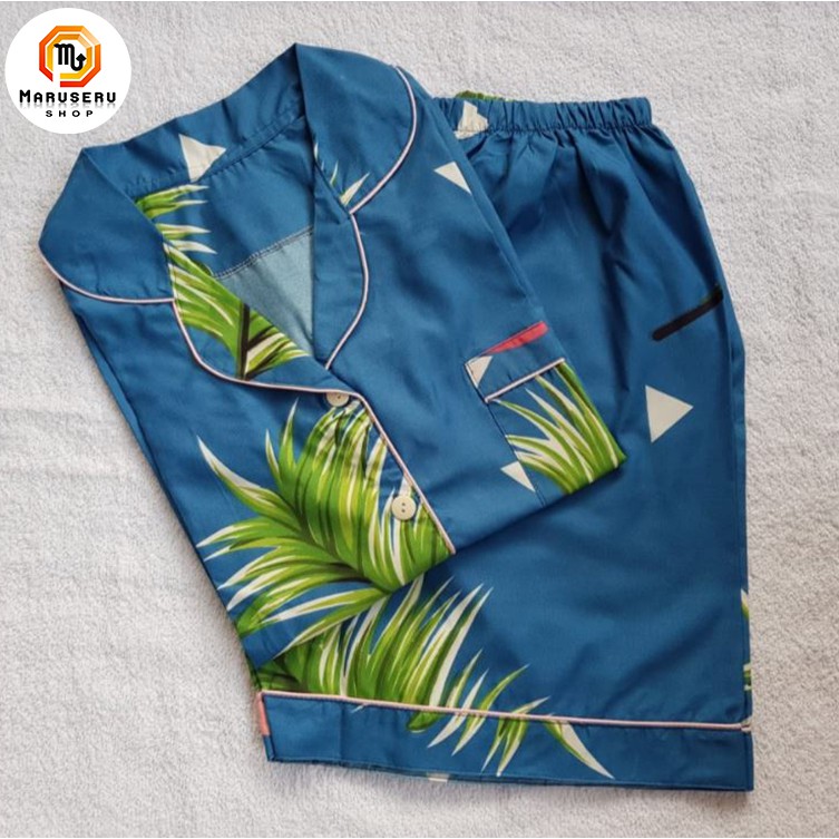 SHORT SLEEVE PIYAMA COCONUT RAYON SET - DAILY SET WANITA MOTIF LENGAN PENDEK - HOMEY WEAR MURAH BARU