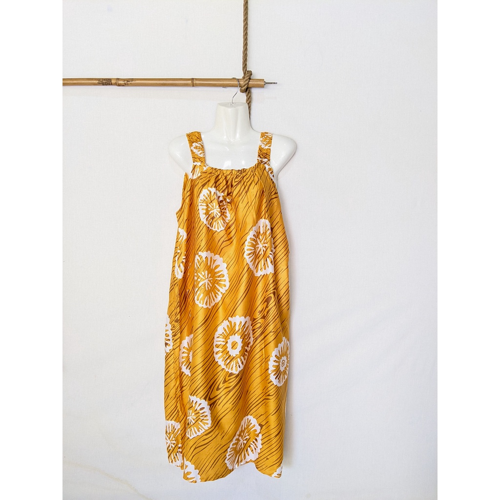 Daster Yukensi Jumbo LD 120 Baju Tidur Tanpa Lengan Tali Satu Kimono Sleepwear-flower yellow