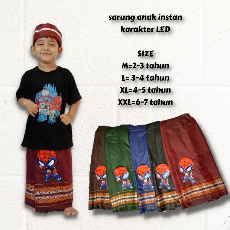 Sarung instan Terjangkau anak laki-laki LED karakter superhero/sarung anak//sarung sunat praktis/sar