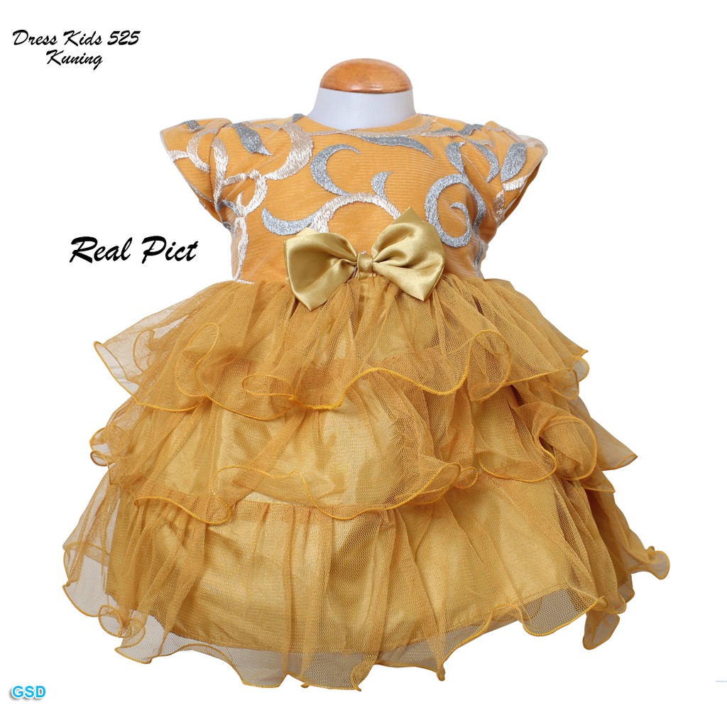 Dress Kids 525/ Dress Anak Modern/ Baju Pesta Bayi Trendy/ Gaun Brukat Anak Anak