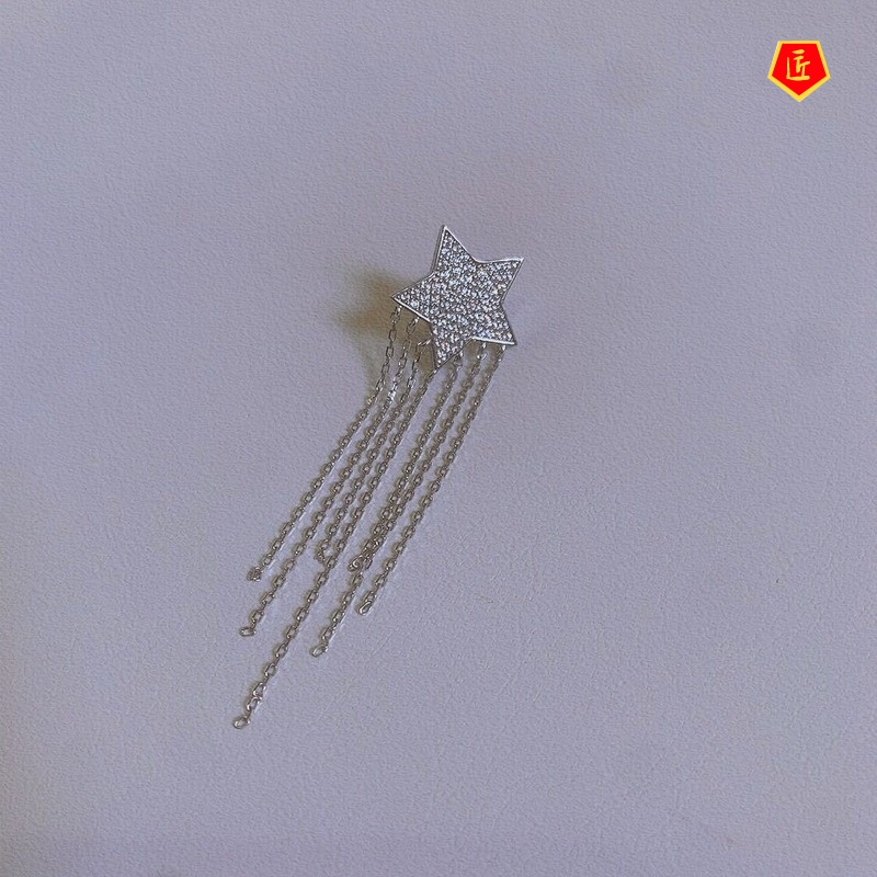 [Ready Stock]Sweet Personality Luxury Star Tassel Earrings