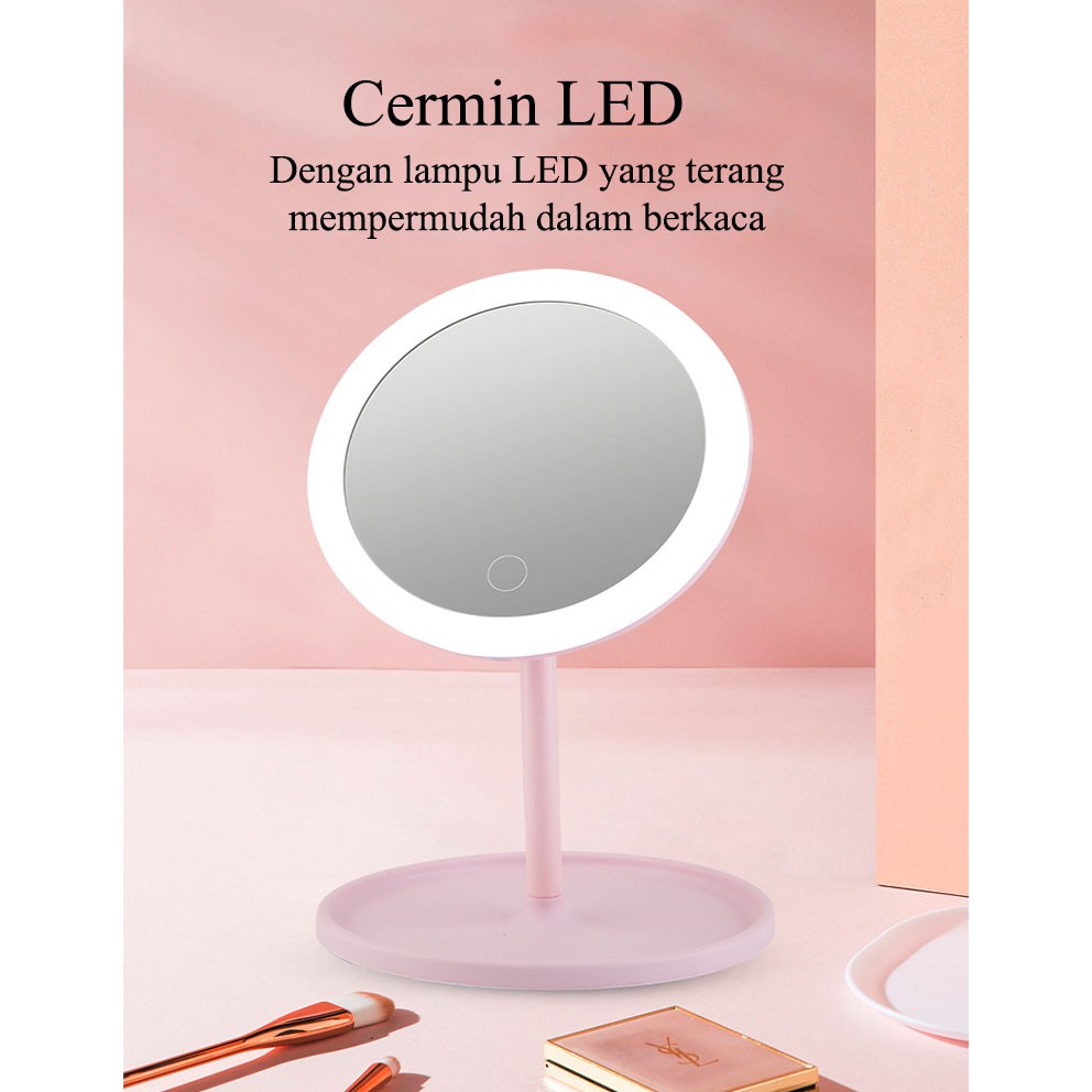 Cermin LED Kaca Rias Make Up Lipat Mirror Portable