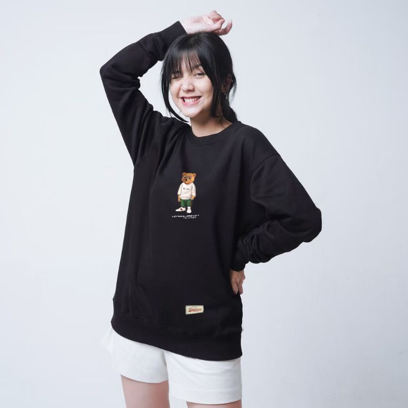 Sweater Crewneck Pria Distro h&m Hitam POLO BEAR Sweater Pria Wanita Keren Murah Sweatshirt / Crewne