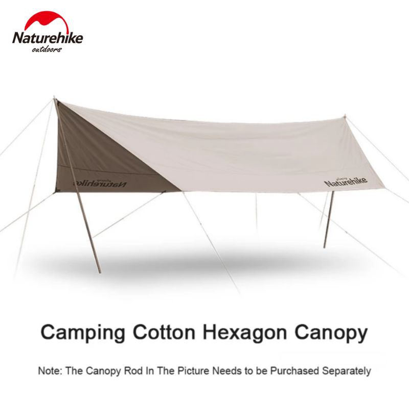 FLYSHEET TENDA NATUREHIKE COTTON SQUARE TARP CLASSY NH20TM007 HEXAGONAL SUN SHELTER OUTDOOR TENT