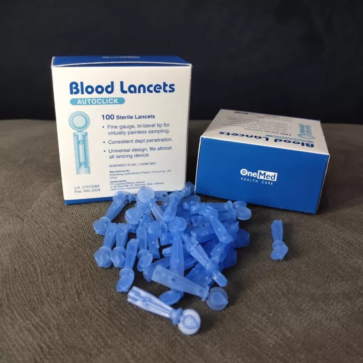 Renoma Blood Lancet / Jarum Lancet 28G - One Med Blood Lancets Jarum Pengambil Sampel Darah - Jarum Bekam Isi 100 Pcs