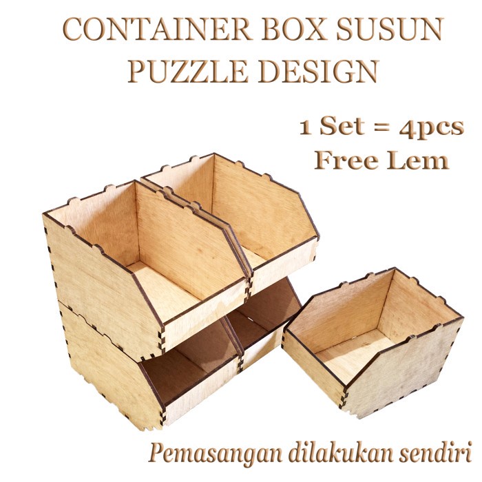 Wooden Storage Bin Box - Kotak Penyimpanan Organizer Container Kayu